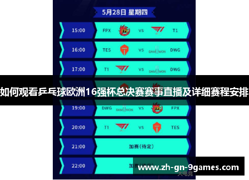 如何观看乒乓球欧洲16强杯总决赛赛事直播及详细赛程安排 如何观看乒乓球欧洲16强杯总决赛赛事直播及详细赛程安排